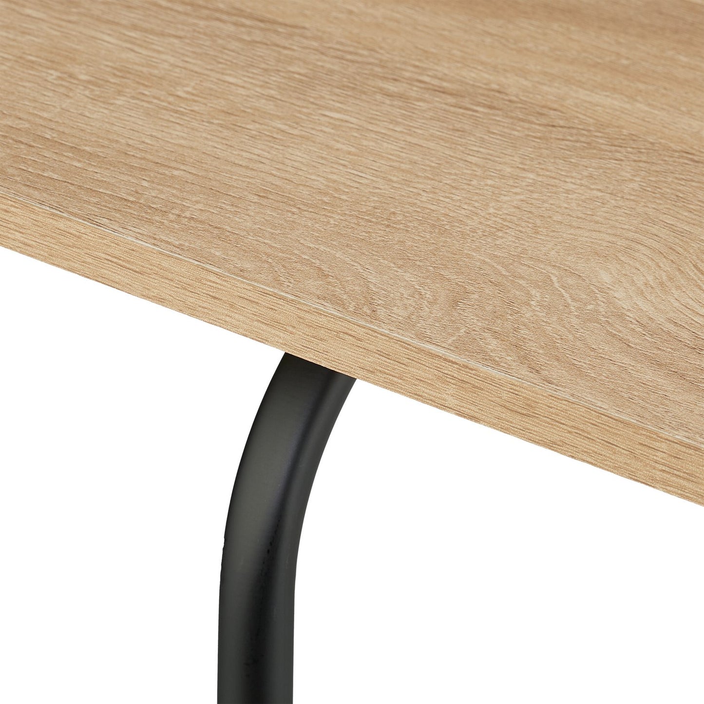 Wood Effect Nesting Tables, Set of 2, Black Metal Legs