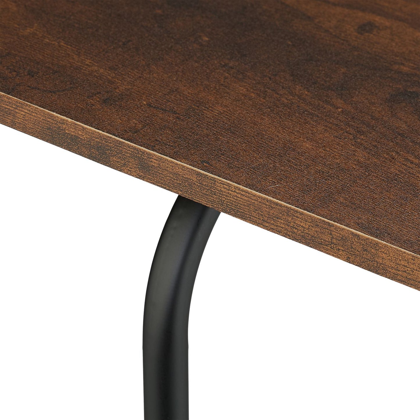 Wood Effect Nesting Tables, Set of 2, Black Metal Legs