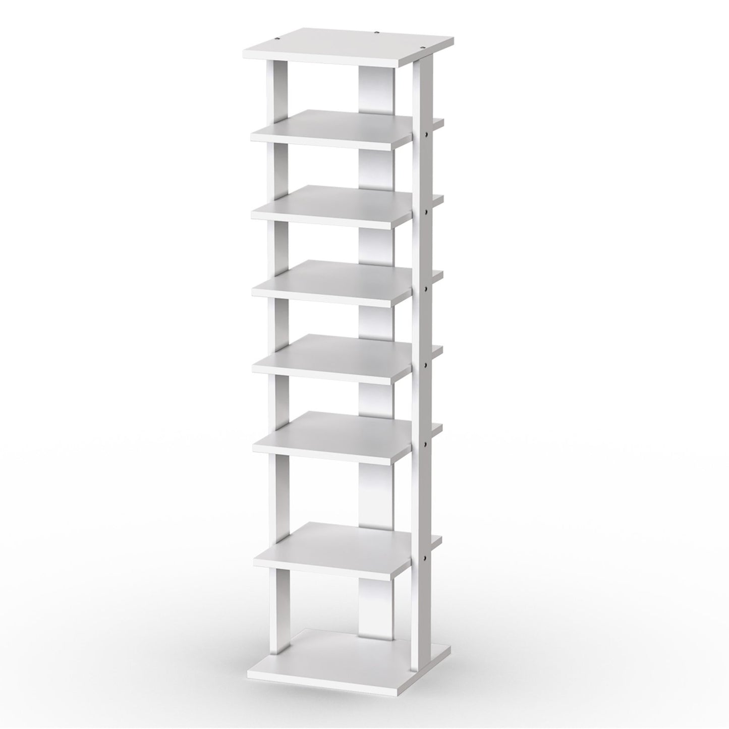 Wood Shoe Rack – 8-Tier Vertical Organizer, White