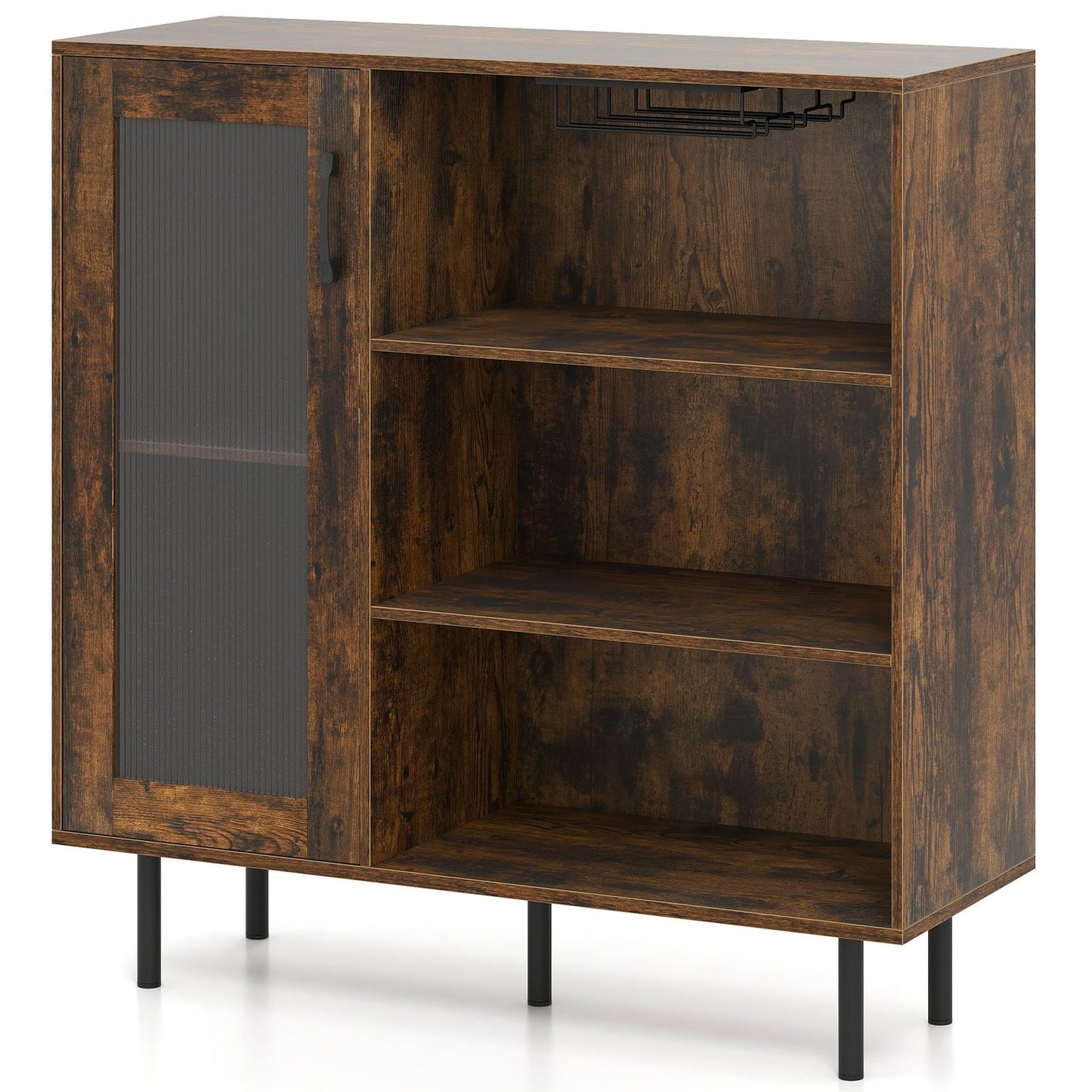 Wood Sideboard with Glass Door & Adjustable Wine Rack