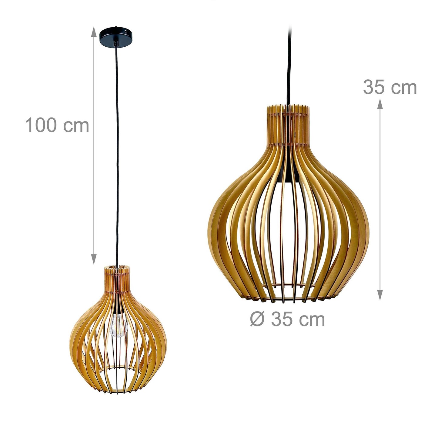 Wood Slat Pendant Light – Dining Room Illumination