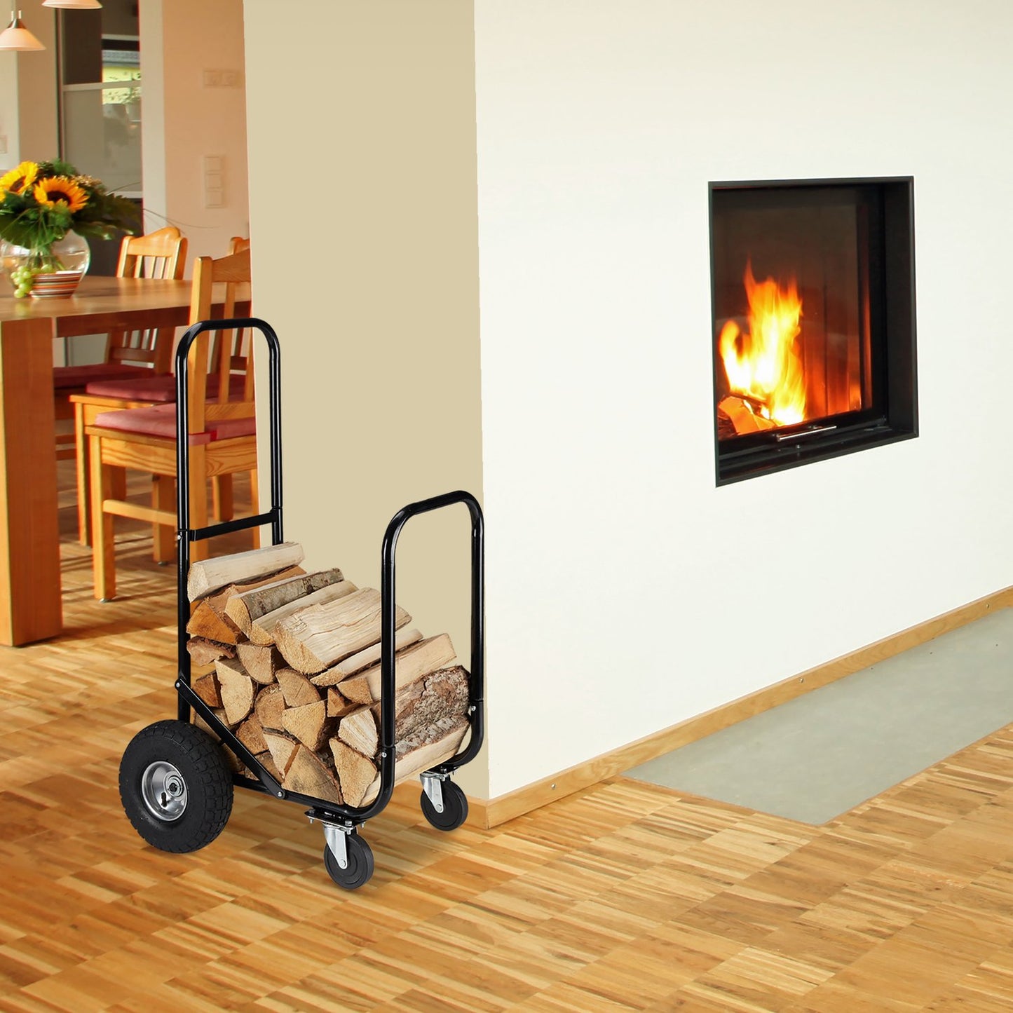 Wood cart with wheels