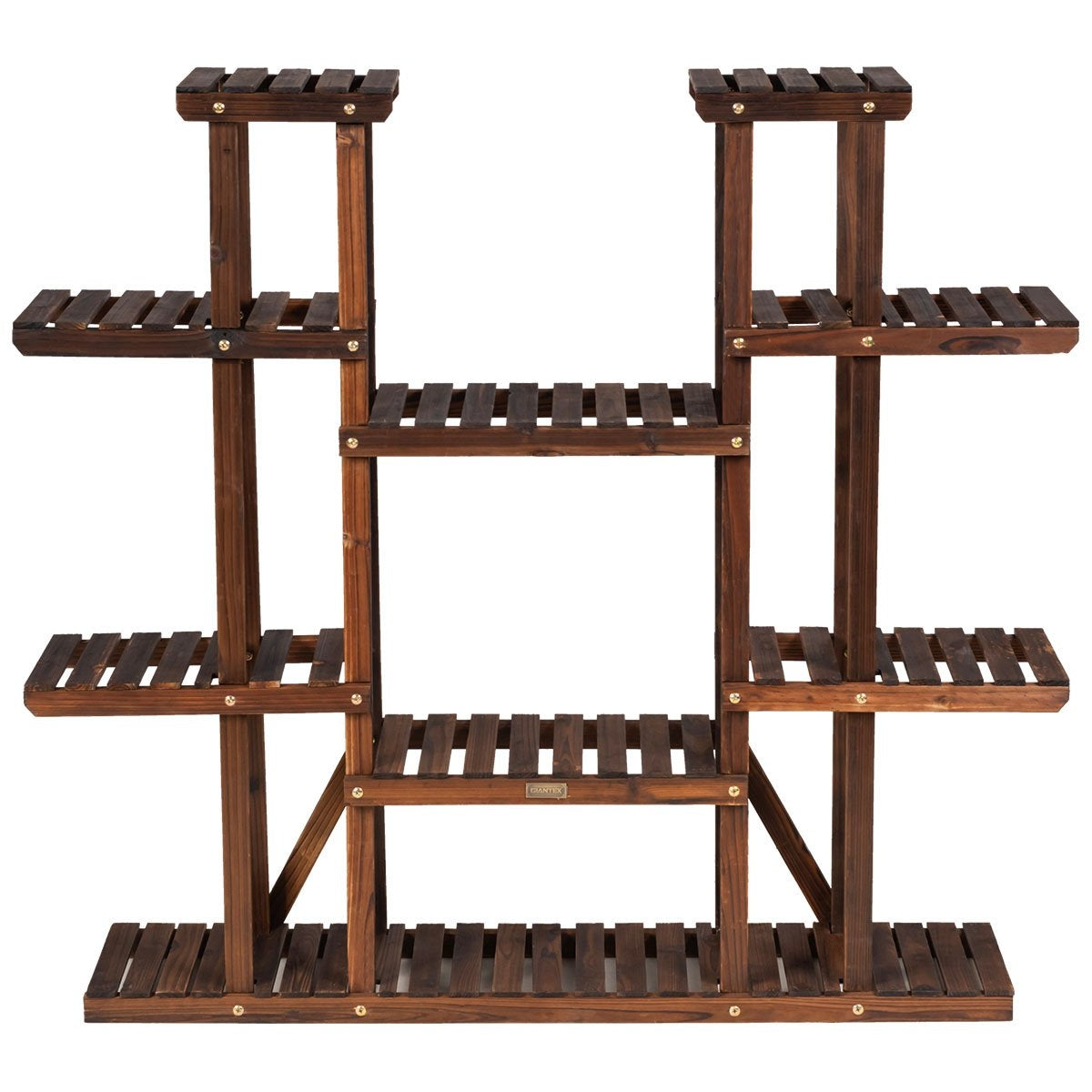 Wooden 9 Tier Plant Stand Flower Shelf Plant Rack 125 x 25 x 114 cm Brown