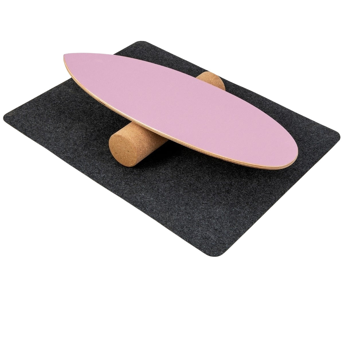 Wooden Balance Board Set with Cork Roller and Mat