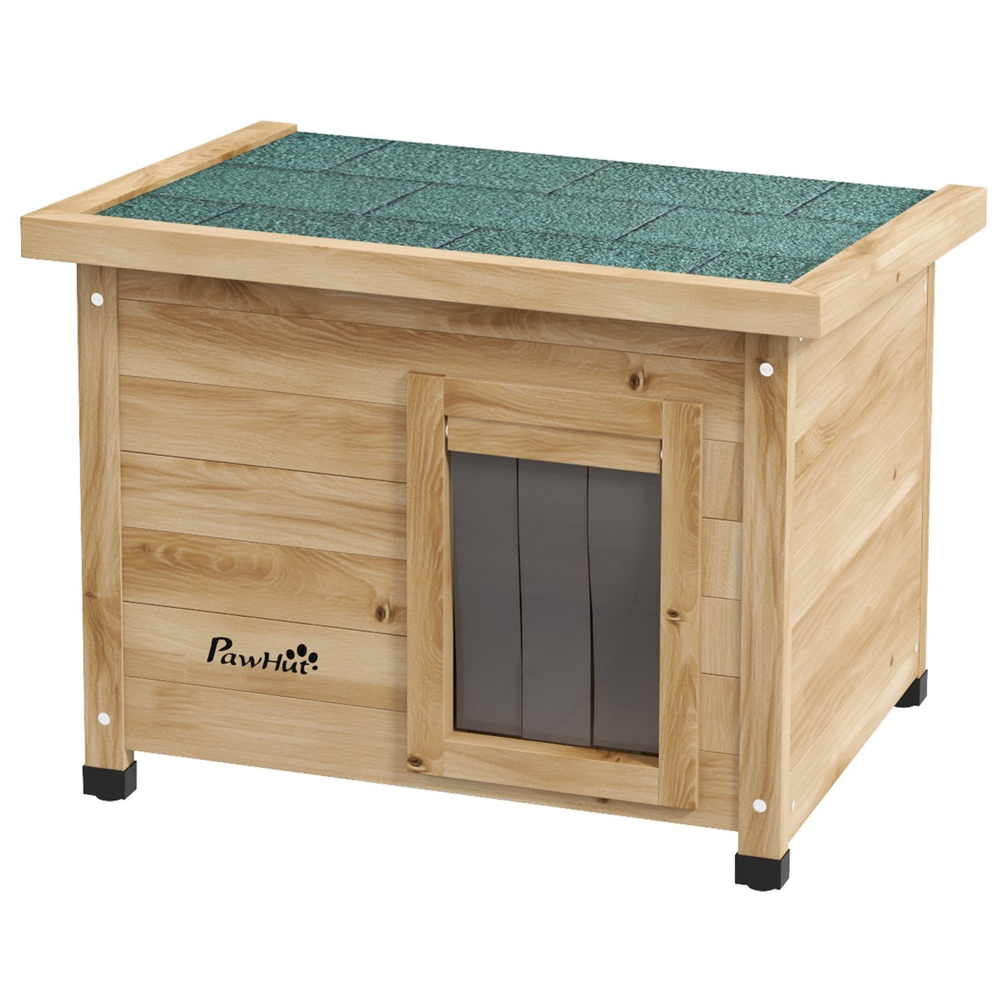 Outdoor Cat house in wood with Door curtain, 57x45x43 cm