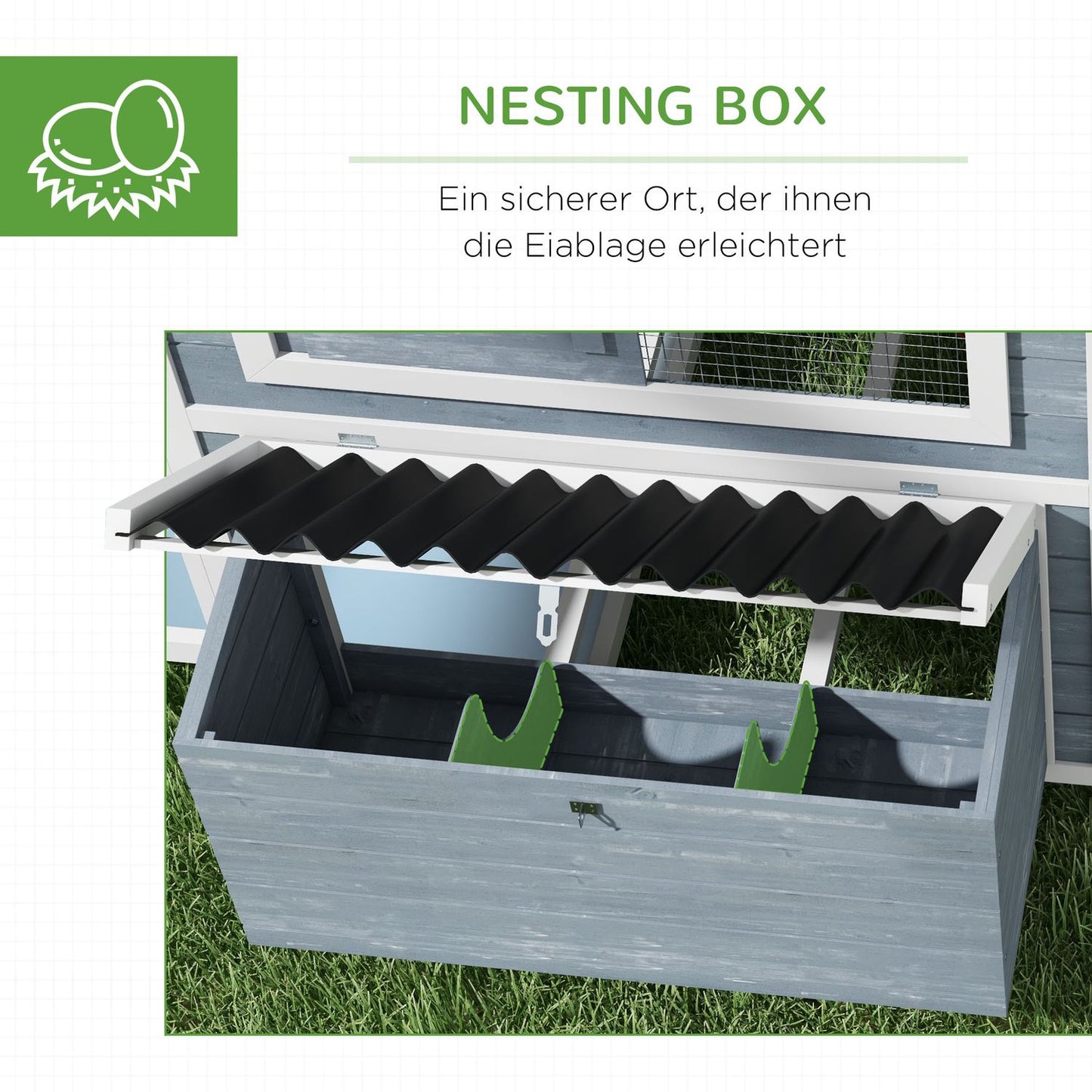 Wooden chicken house with nesting box and run for 4 chickens
