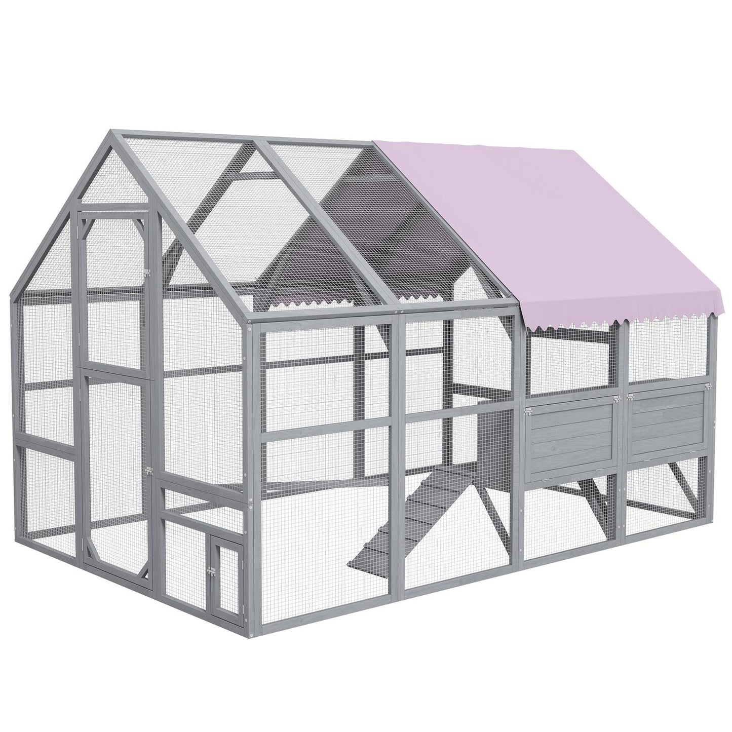 Chicken house with run and nesting box, suitable for 8-12 chickens