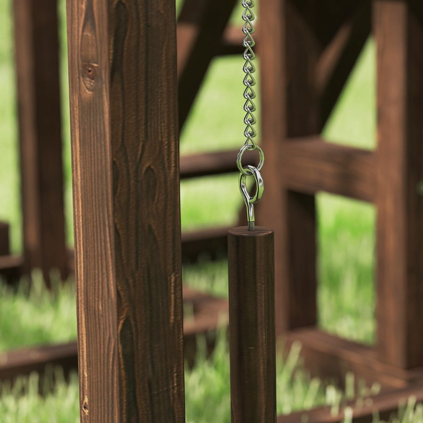 Wooden chicken play frame with perches and swing