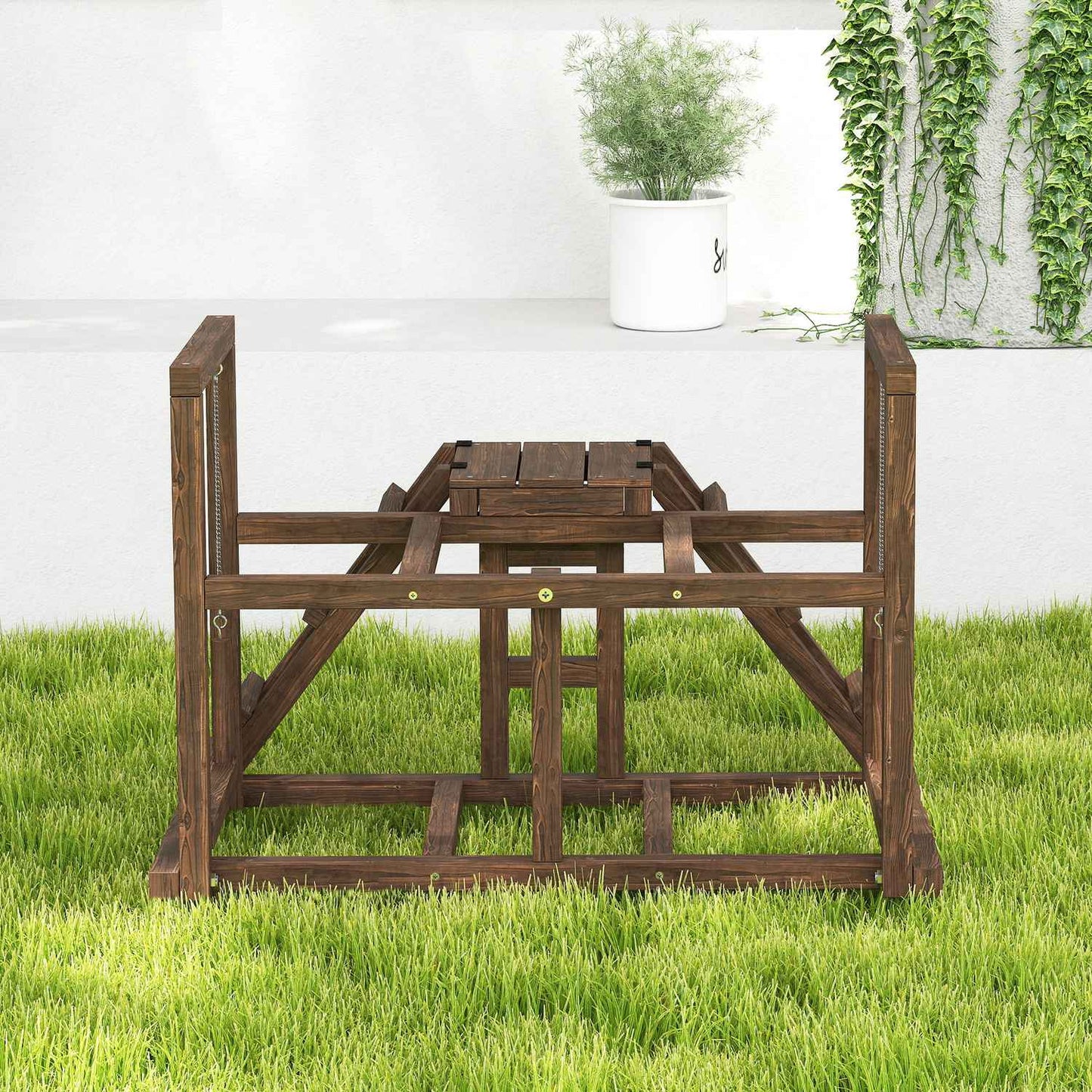 Wooden chicken play frame with perches and swing