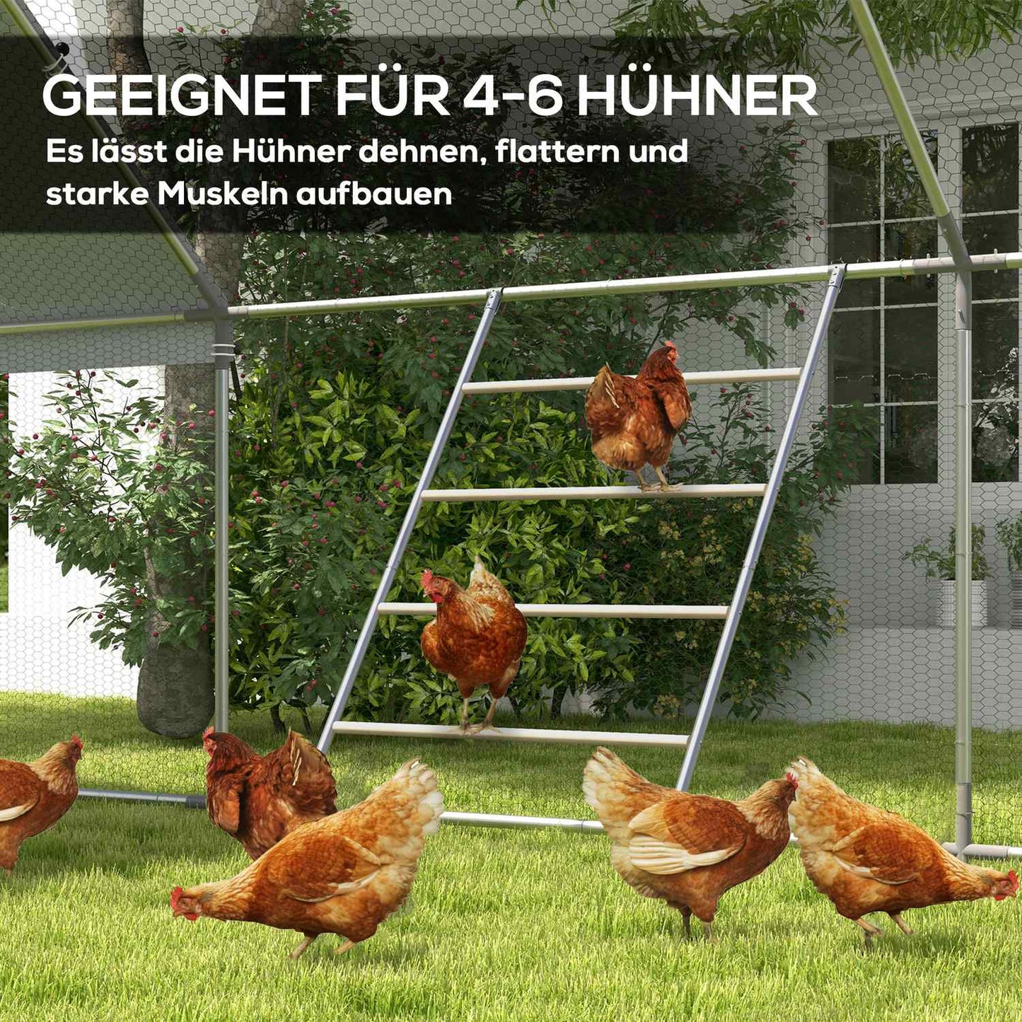 Wooden chicken playground ladder - 140 x 86 cm, natural wood