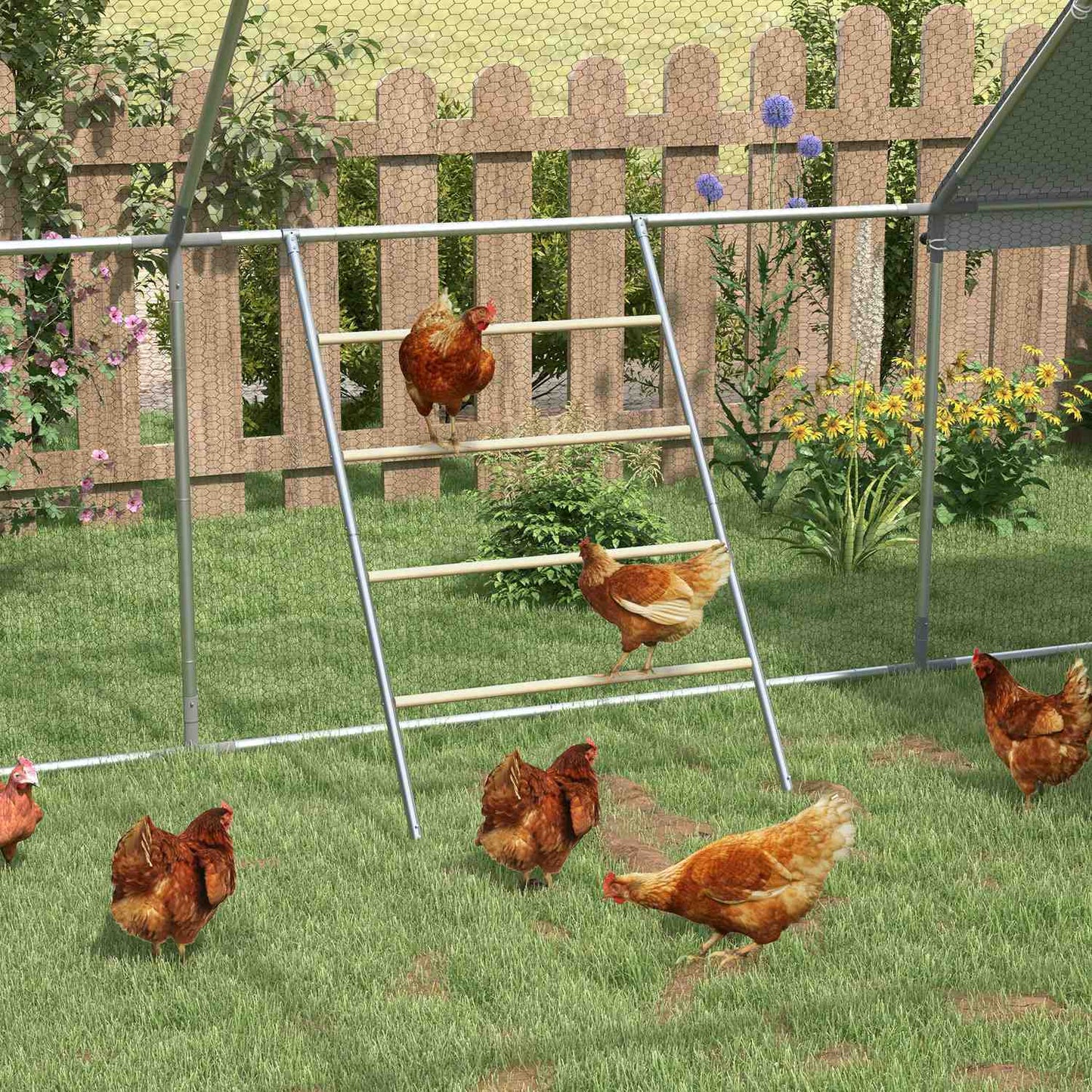 Wooden chicken playground ladder - 140 x 86 cm, natural wood