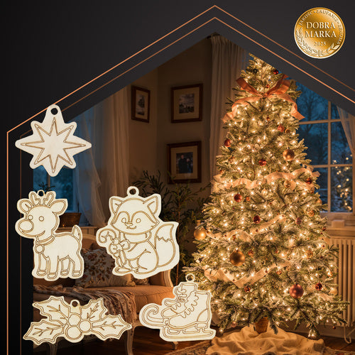 Wooden Christmas Baubles for Painting, 24 Pcs Set