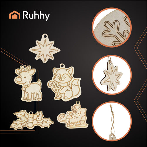 Wooden Christmas Baubles for Painting, 24 Pcs Set