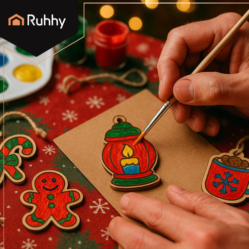 Wooden Christmas Baubles for Painting, 24 Pcs Set