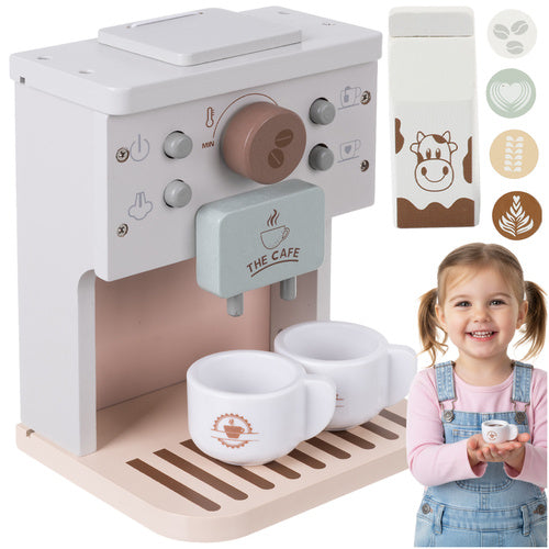 Wooden Coffee Maker Toy for Kids with Accessories
