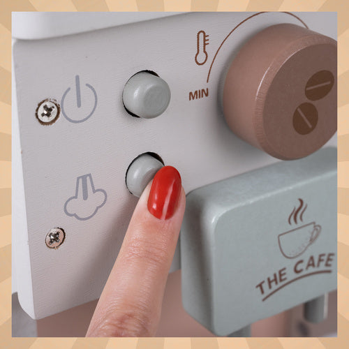 Wooden Coffee Maker Toy for Kids with Accessories