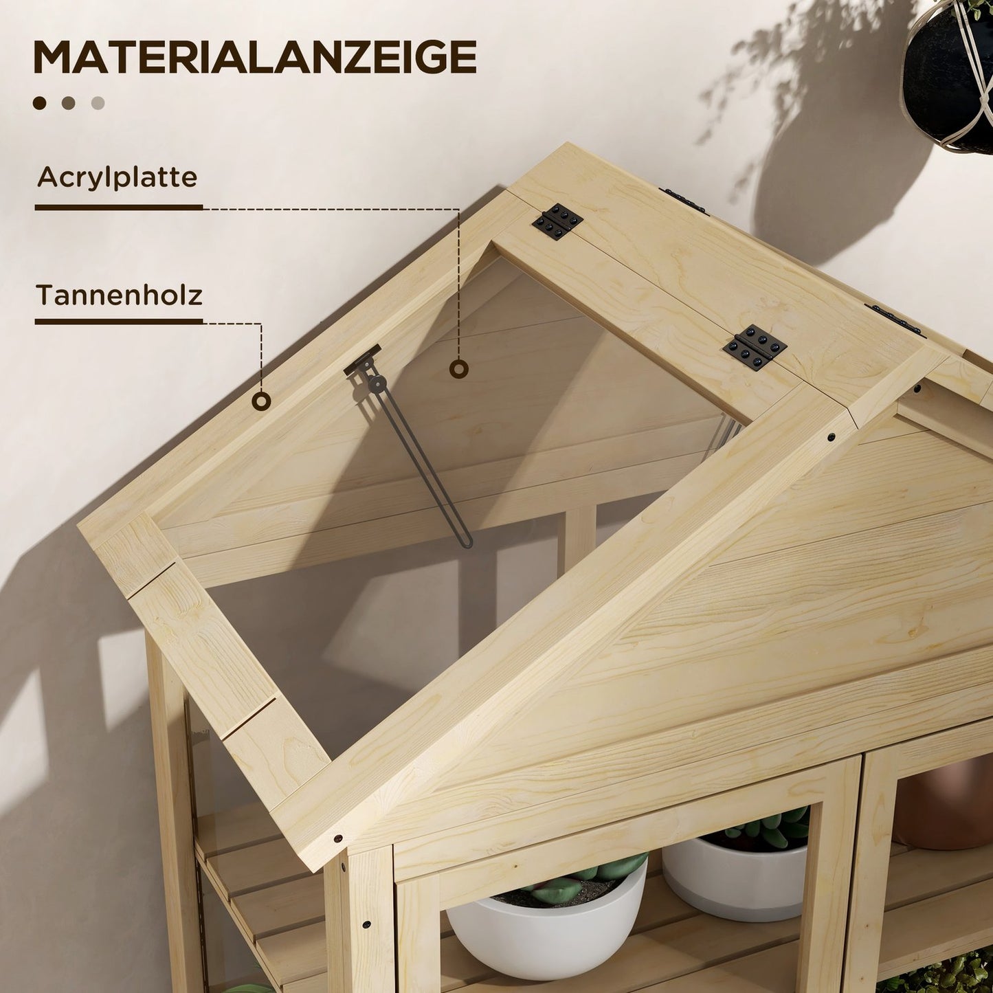 Lockable wooden cold frame greenhouse with skylight