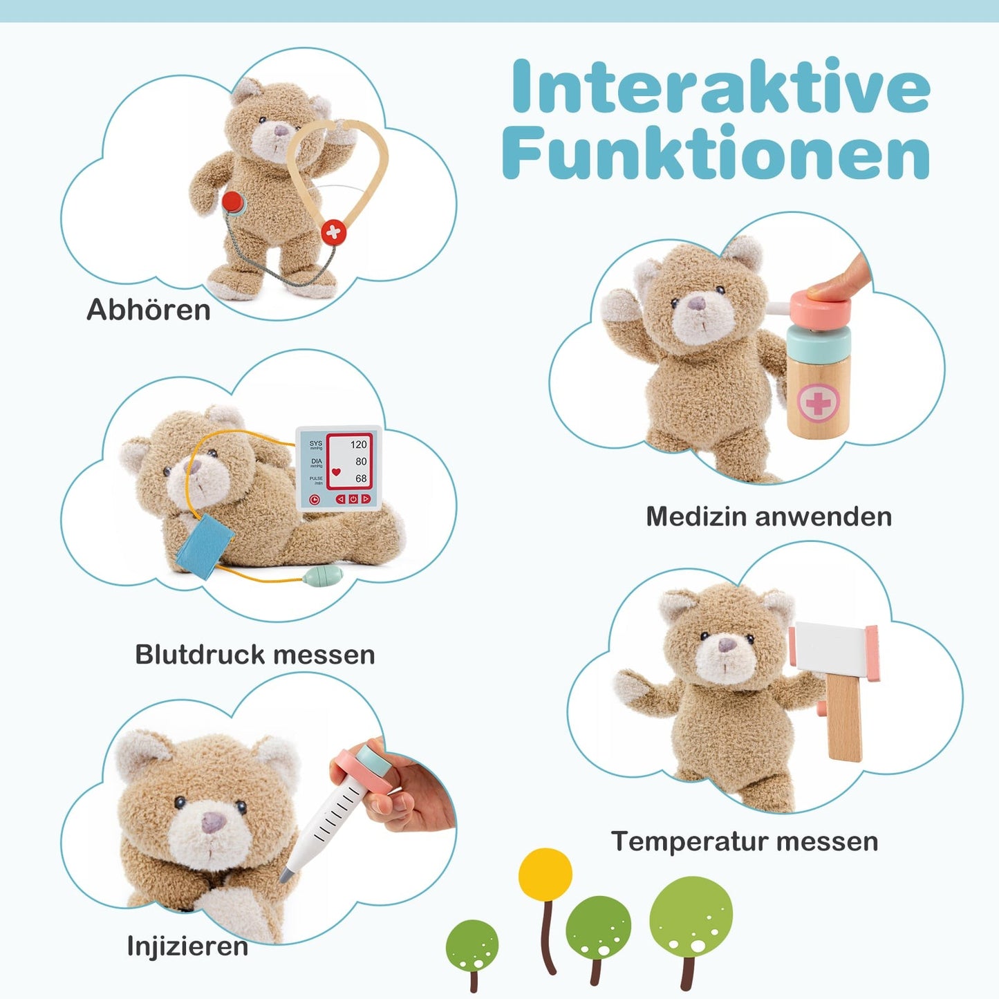 Wooden Doctor Playset for Kids with 24 Accessories
