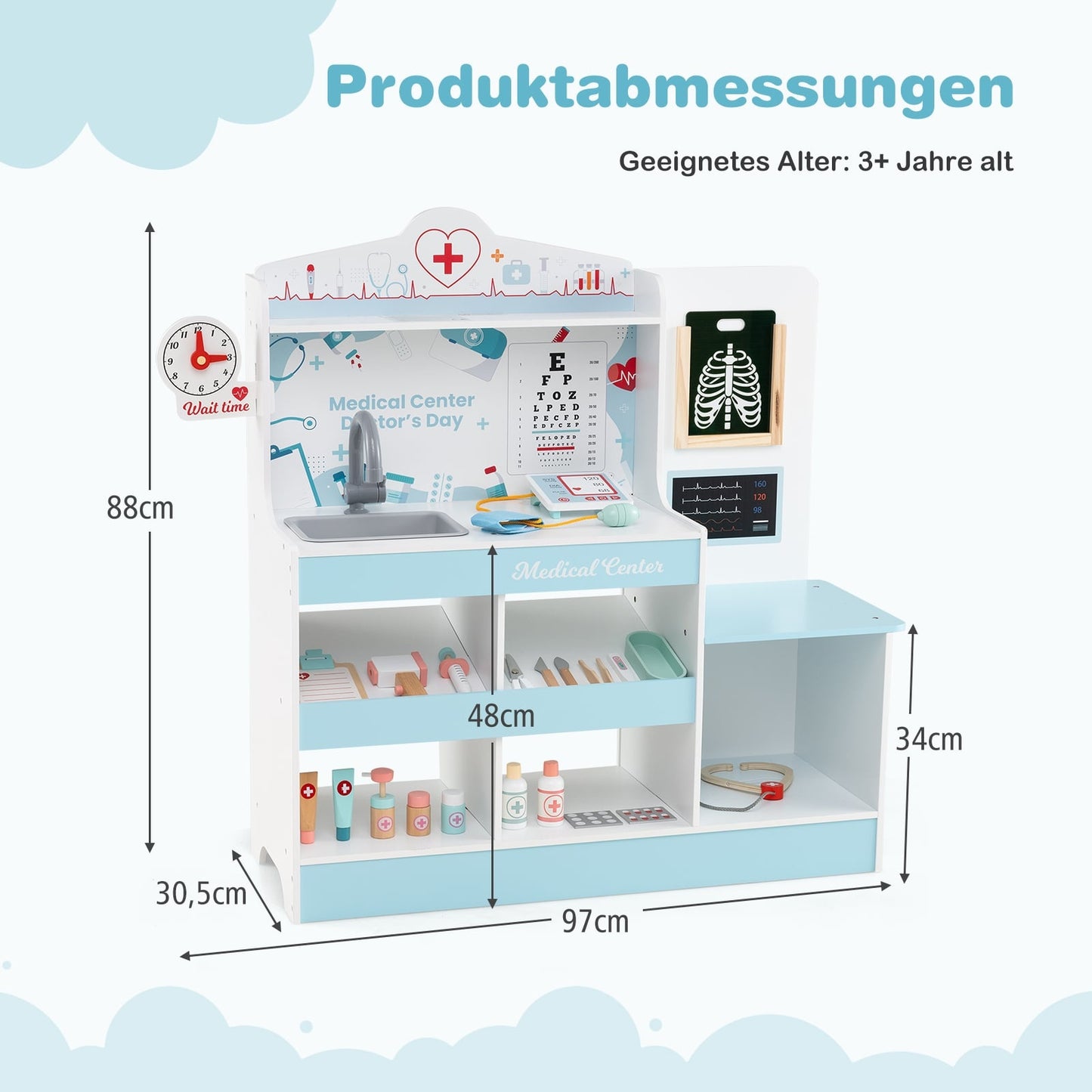 Wooden Doctor Playset for Kids with 24 Accessories