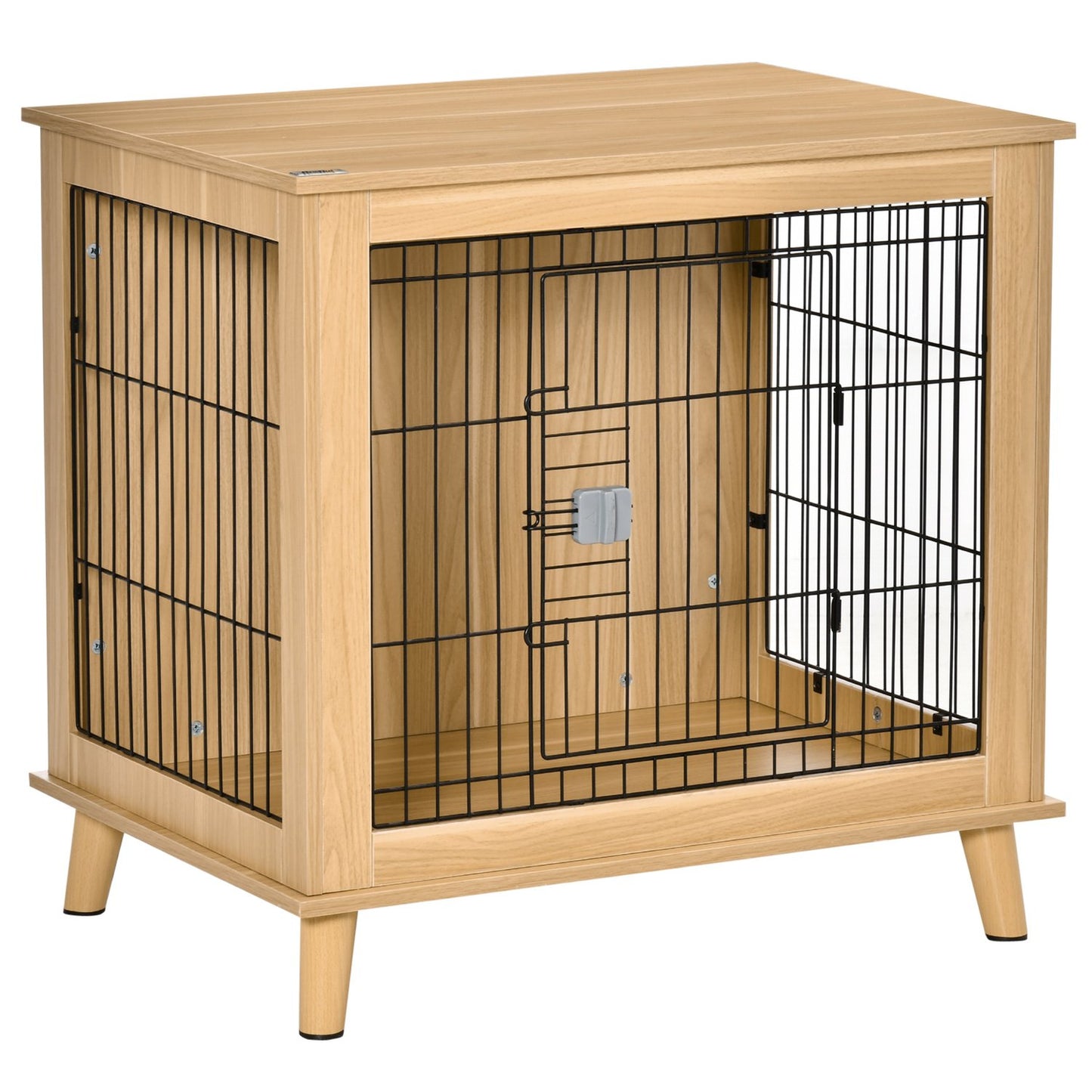 Wooden dog box with table top, natural finish, 81x58.5x76 cm