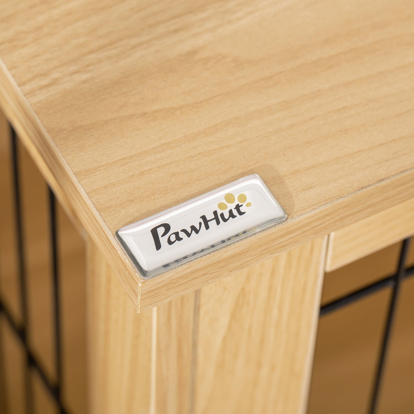 Wooden dog box with table top, natural finish, 81x58.5x76 cm