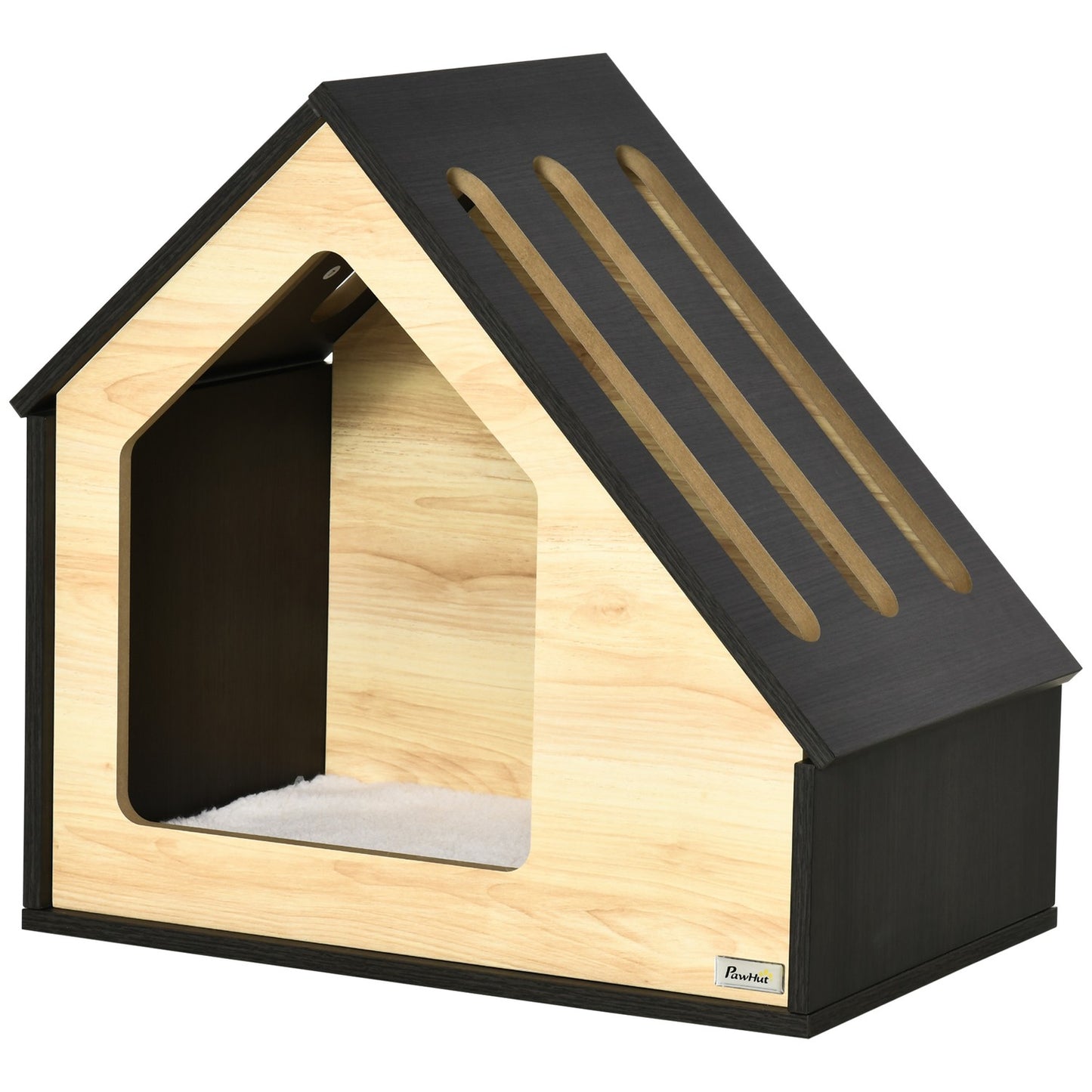 Wooden dog house with cushion, suitable for small pets up to 8 kg