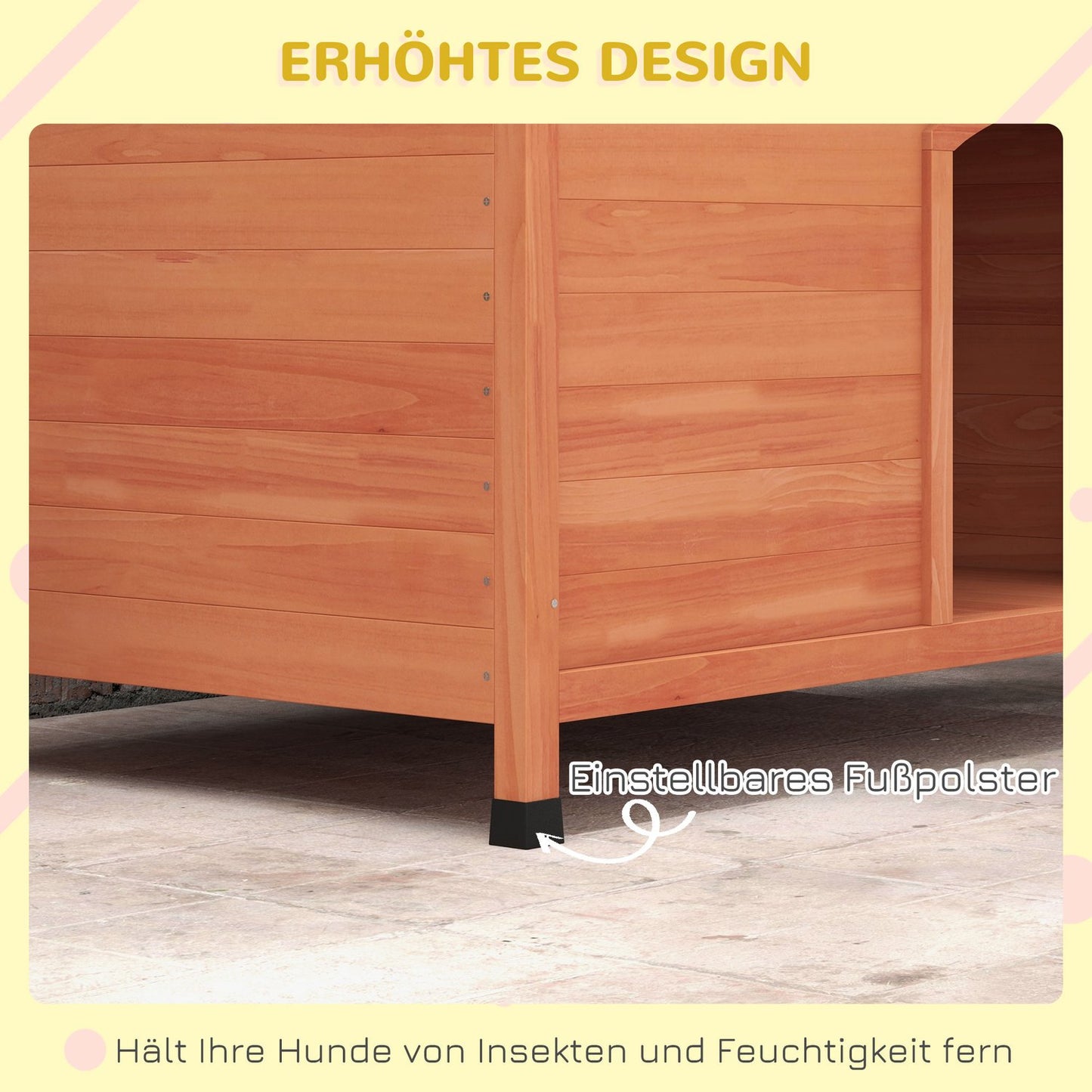 Wooden dog kennel, raised, removable floor, 100 cm