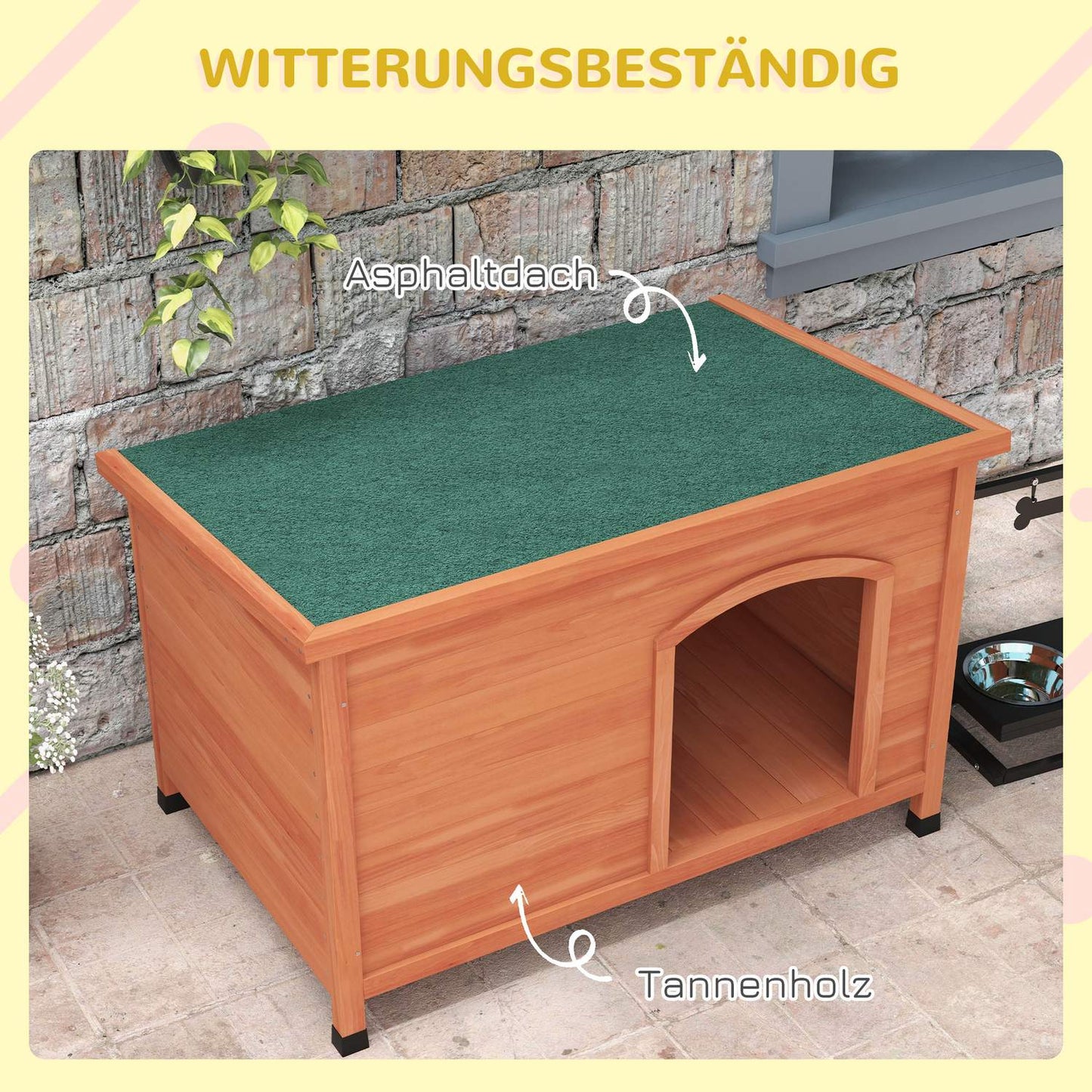 Wooden dog kennel, raised, removable floor, 100 cm