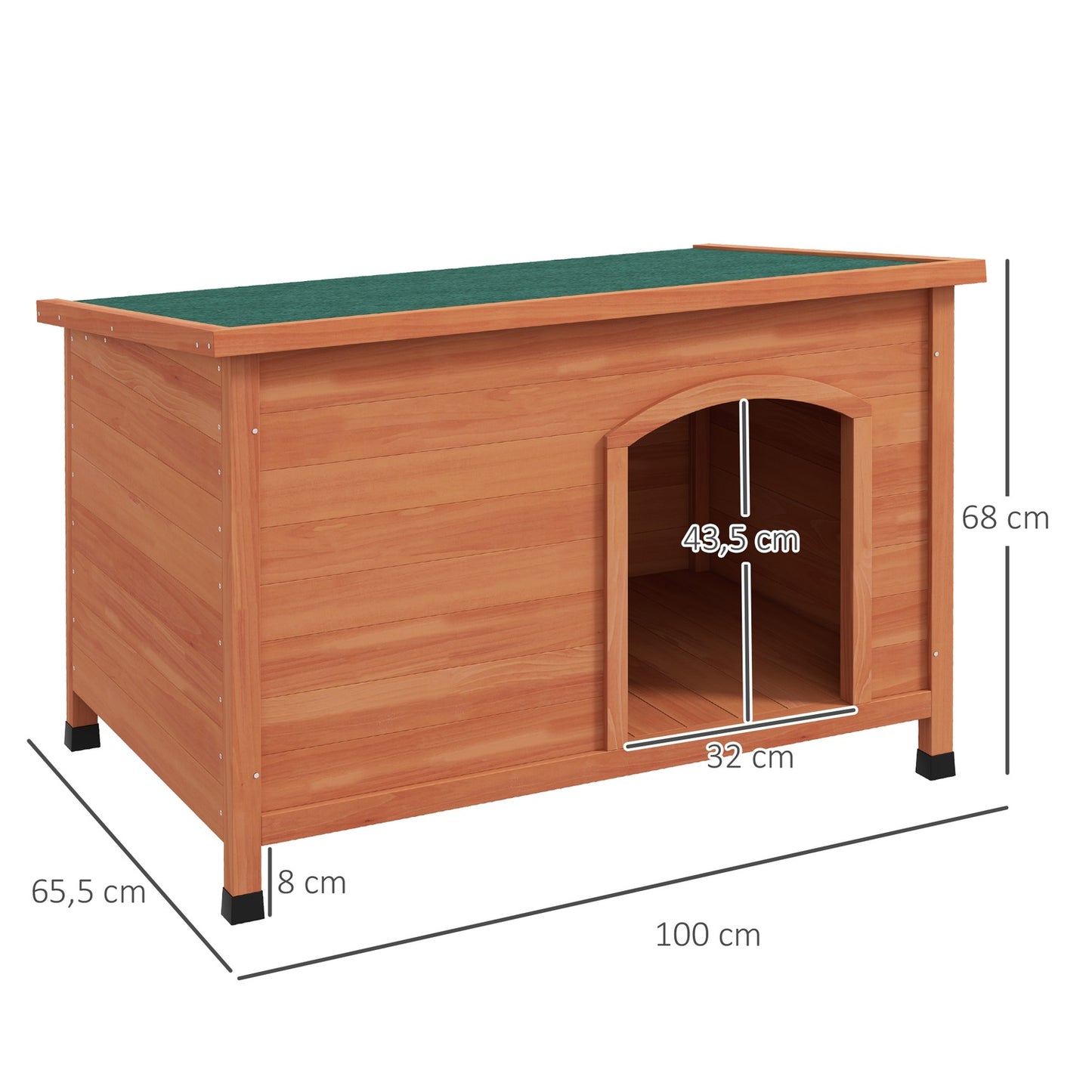 Wooden dog kennel, raised, removable floor, 100 cm