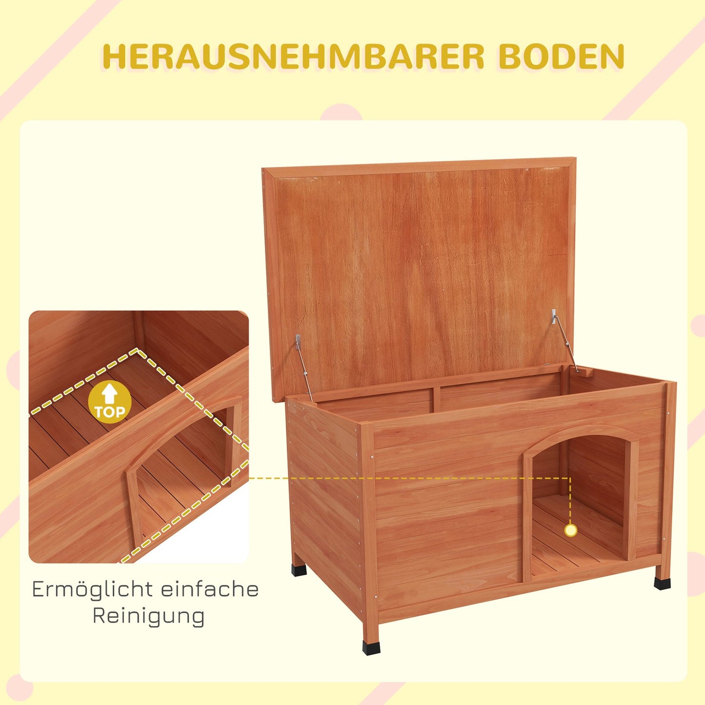 Wooden dog kennel, raised, removable floor, 100 cm