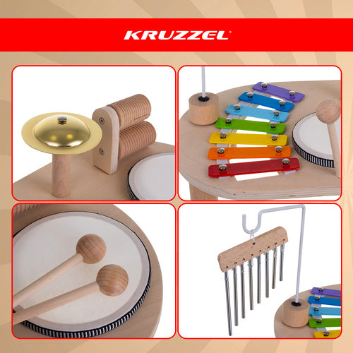 Wooden Educational Drum Table for Toddlers – Montessori Toy