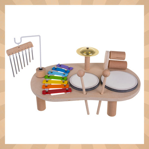 Wooden Educational Drum Table for Toddlers – Montessori Toy