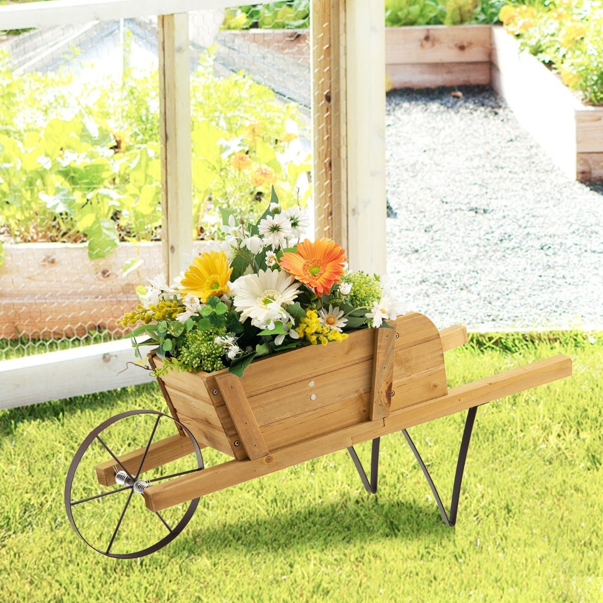 Wooden Flower Cart Planter – Indoor/Outdoor, 69.5x26x29.5 cm