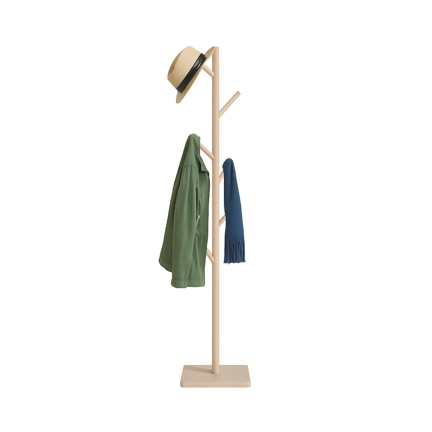 Wooden Freestanding Coat Rack with 8 Hooks