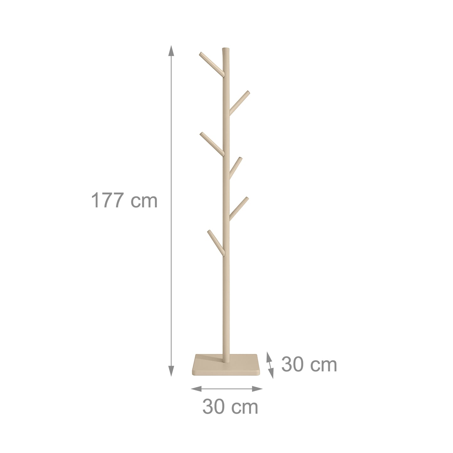 Wooden Freestanding Coat Rack with 8 Hooks