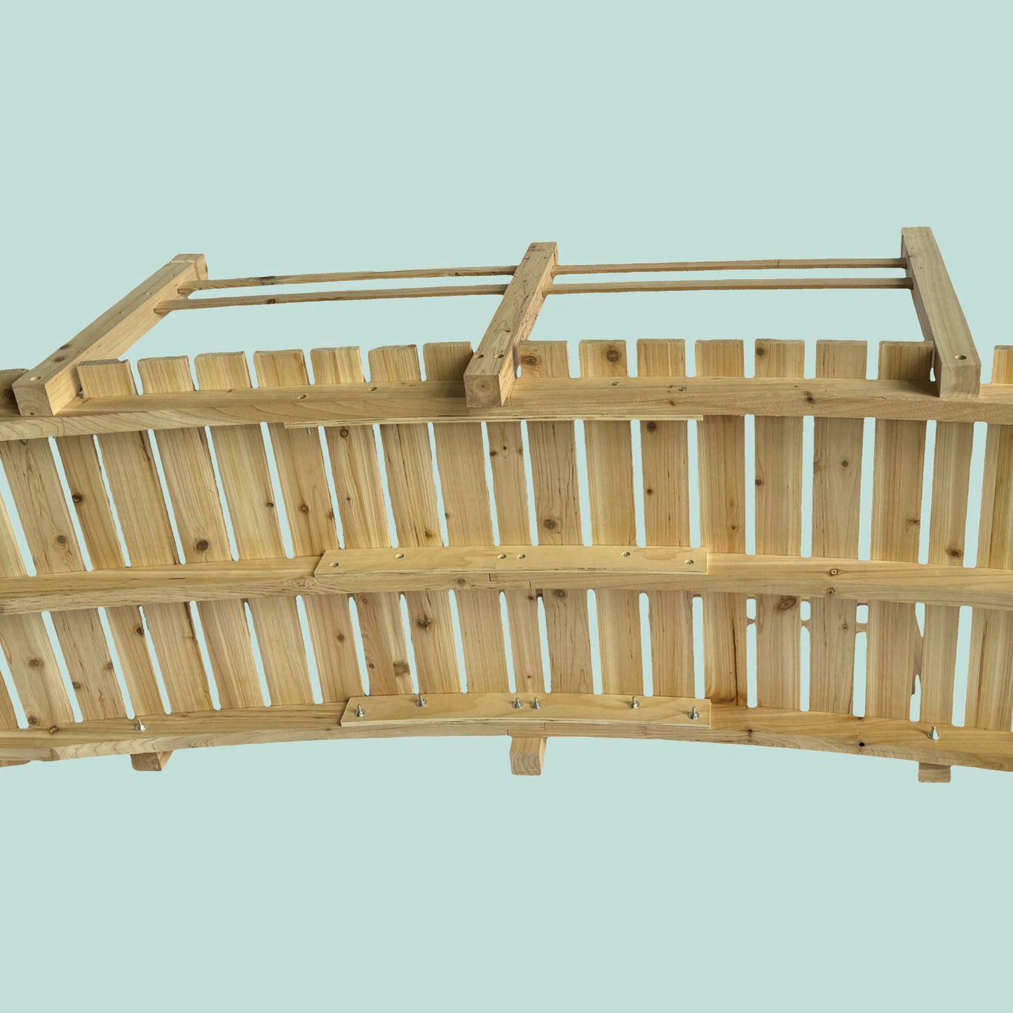 Wooden Garden Bridge with Arch and Railing