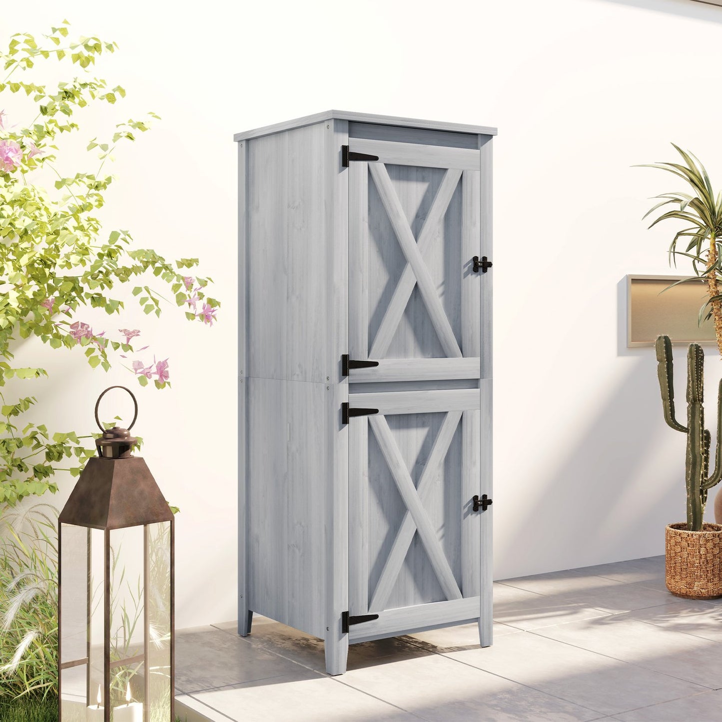 Weather-resistant wooden garden tool shed, Lockable, 60x60x160 cm