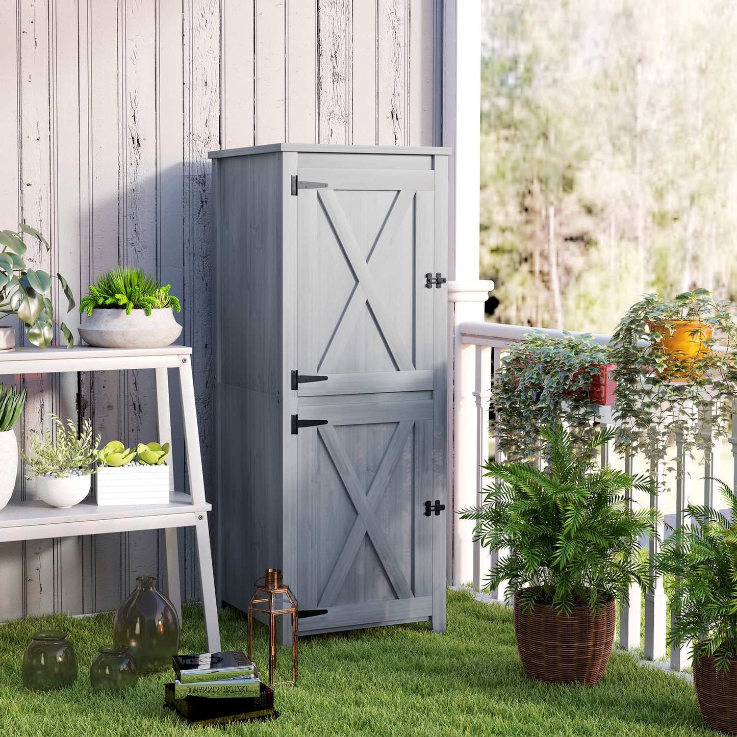Weather-resistant wooden garden tool shed, Lockable, 60x60x160 cm