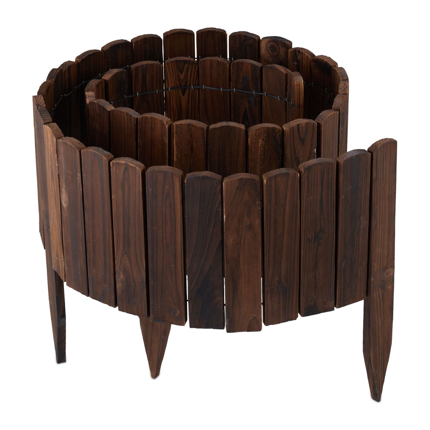 Wooden Garden Edging, Flexible Dark Brown Border