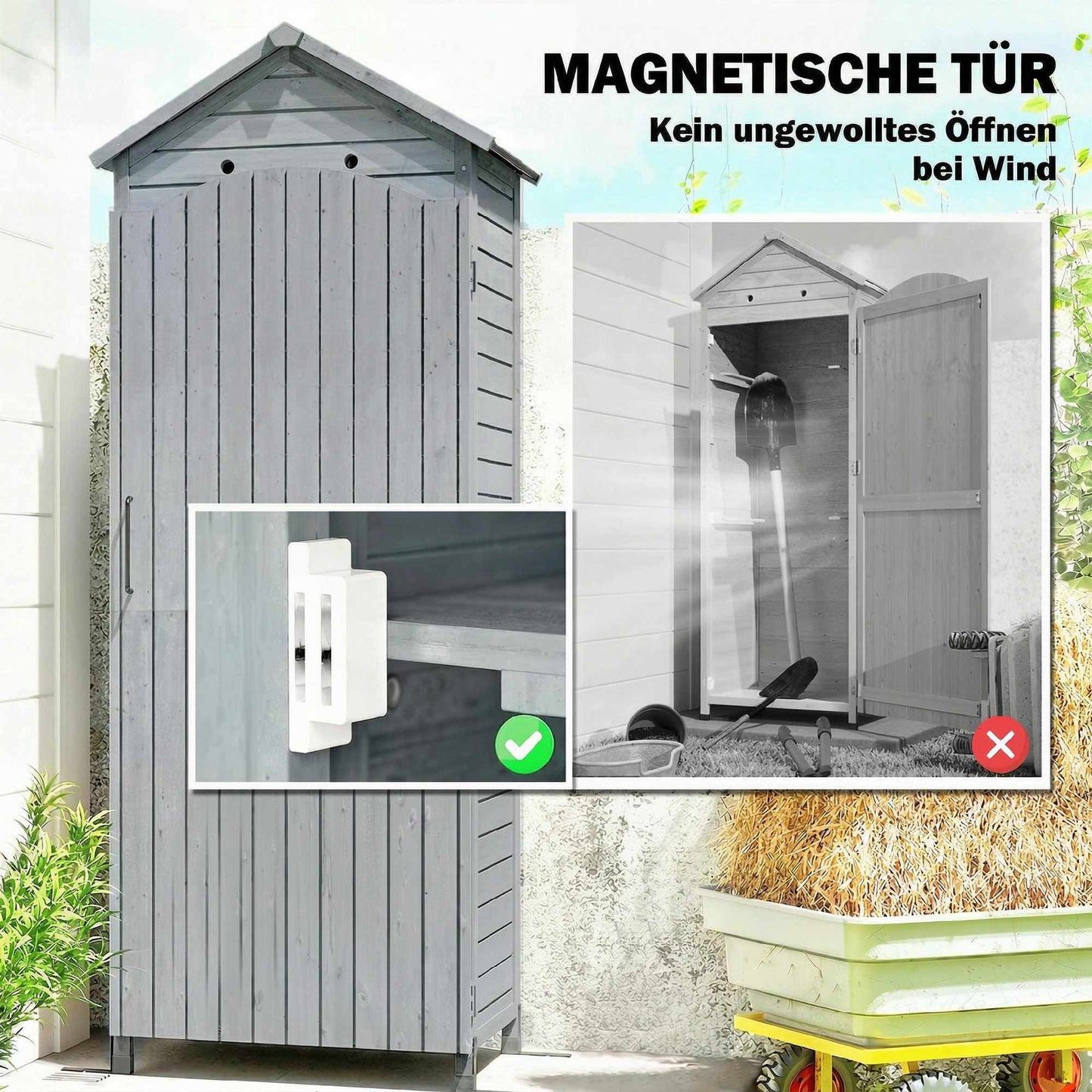 Wooden Garden Storage Shed with Adjustable Shelves, Ventilation