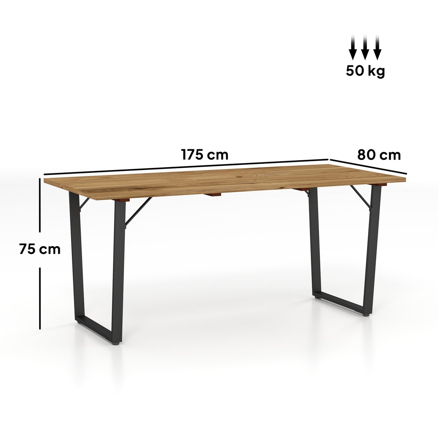 Weather-resistant wooden dining table, 175x80 cm with umbrella hole