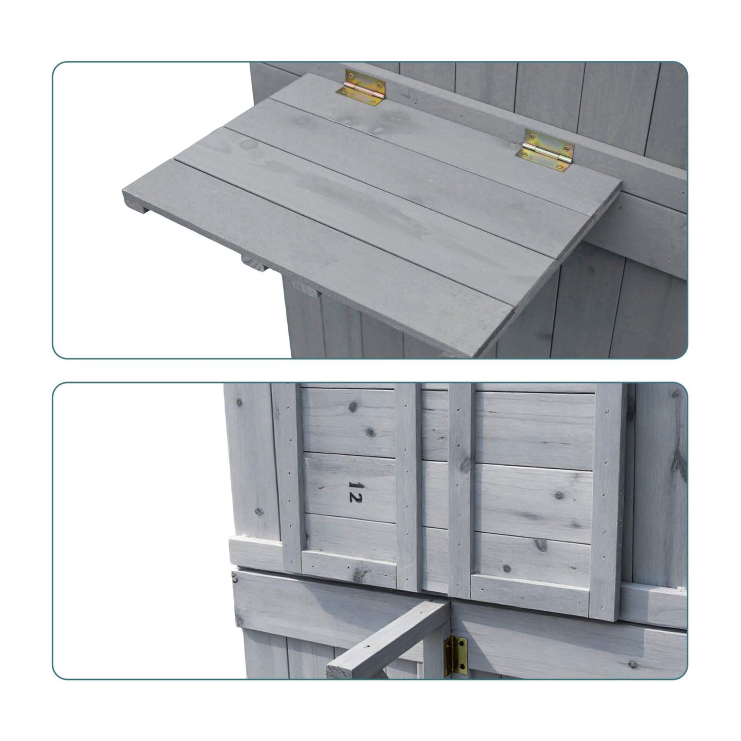 Wooden Garden Tool Shed with Shelves and Weatherproof Roof
