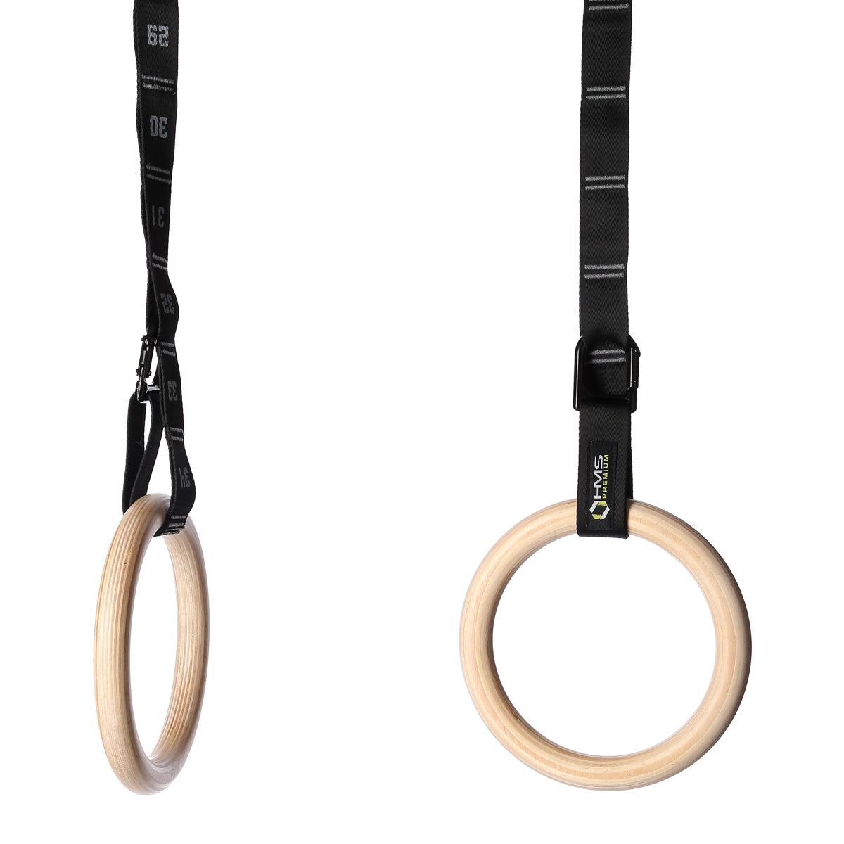 Wooden Gymnastics Rings, Adjustable Straps