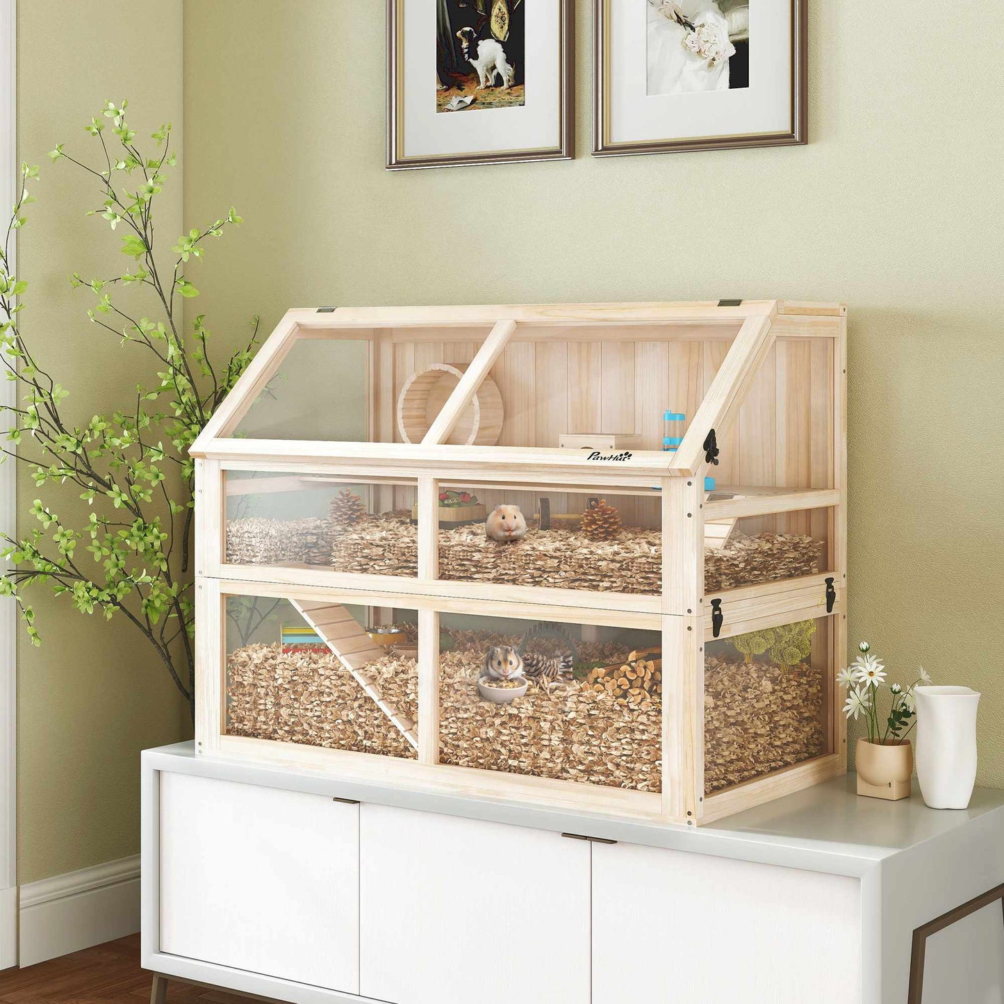 Wooden Hamster Cage, 3 Levels, 95x53x76 cm