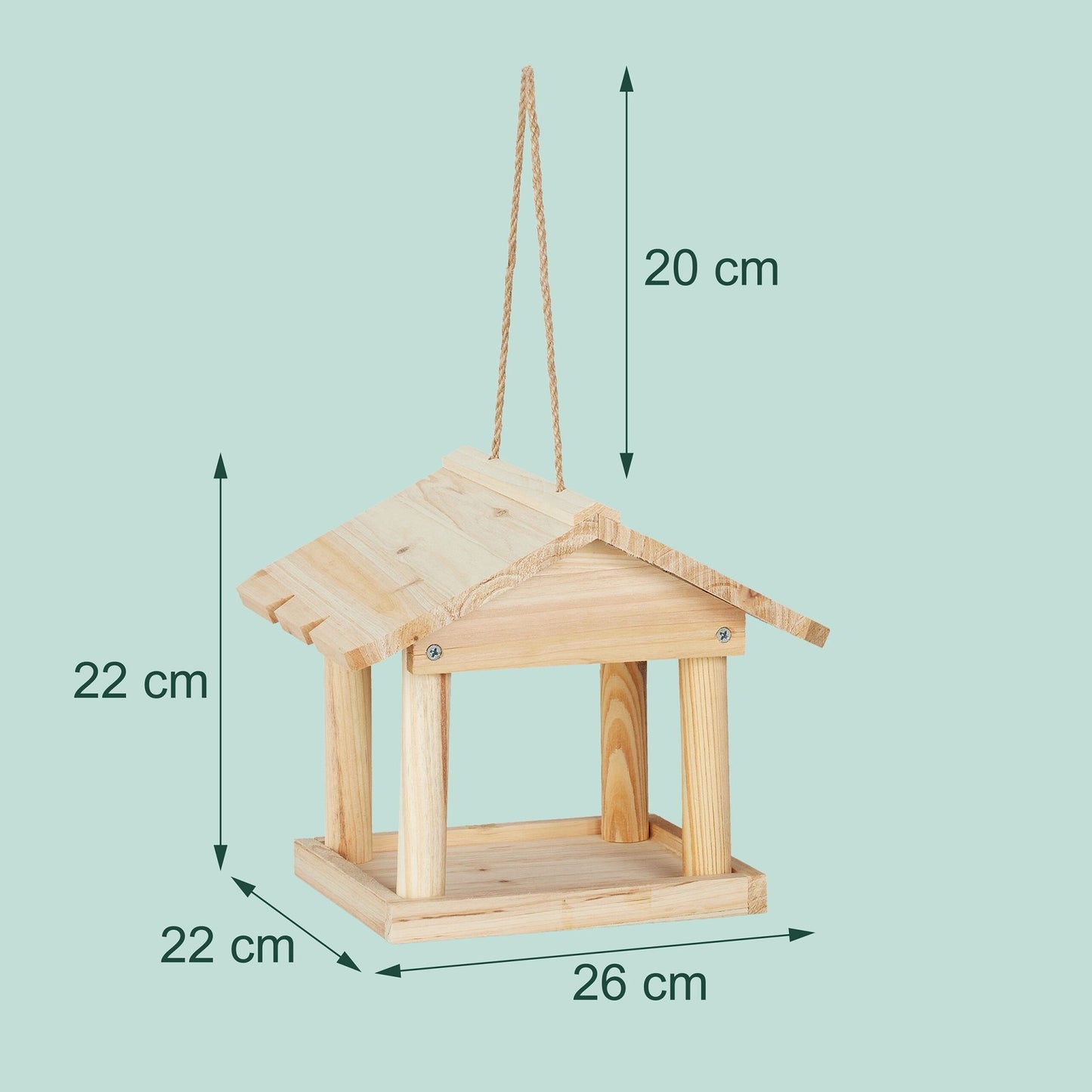 Wooden Hanging Bird Feeder – Easy-Clean, Open Design