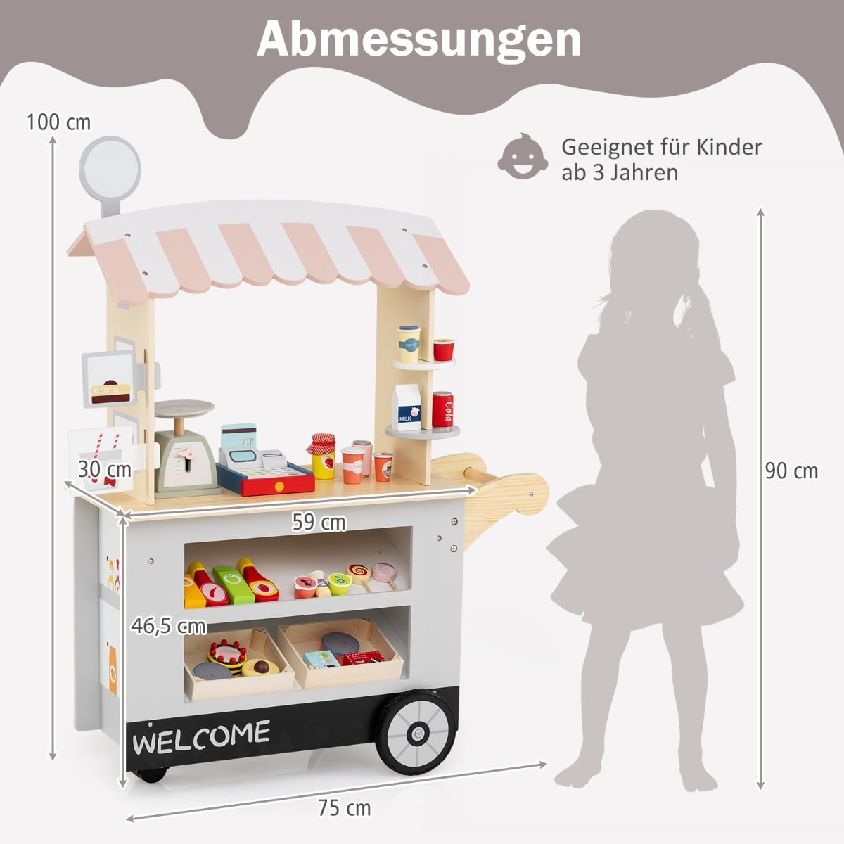 Wooden Kids Food Truck with 30 Accessories, Ages 3+