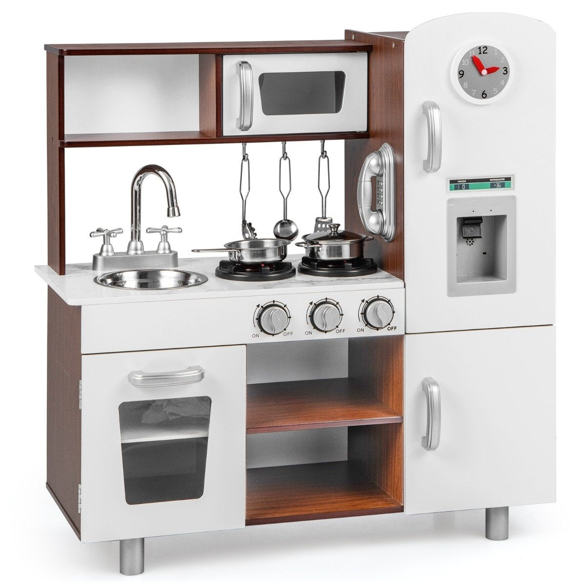 Wooden Kids Kitchen Set with Light, Sound, Oven & Utensils