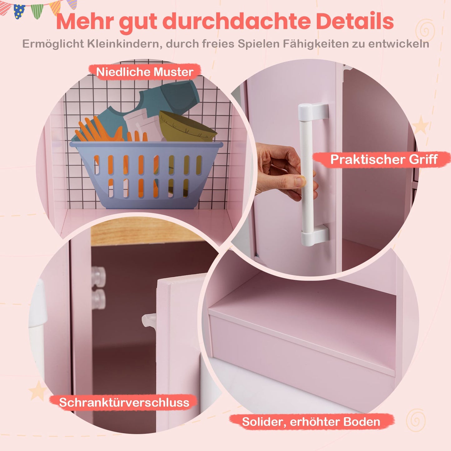 Wooden Kids Play Kitchen Set with Lights & Sounds
