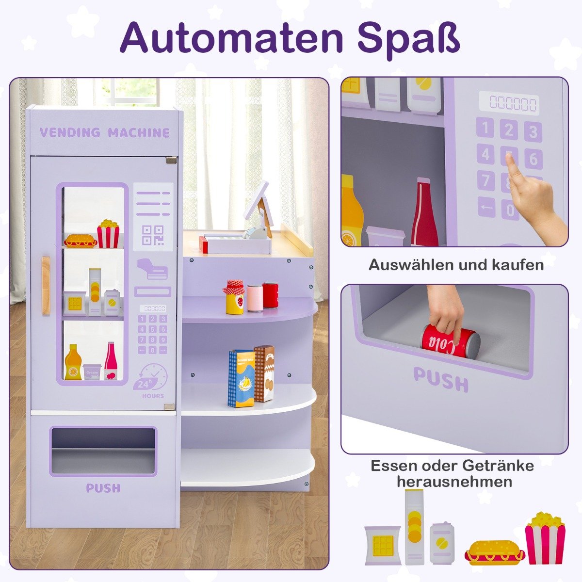 Wooden Kids Play Store with Side Counter, 89x57x80 cm