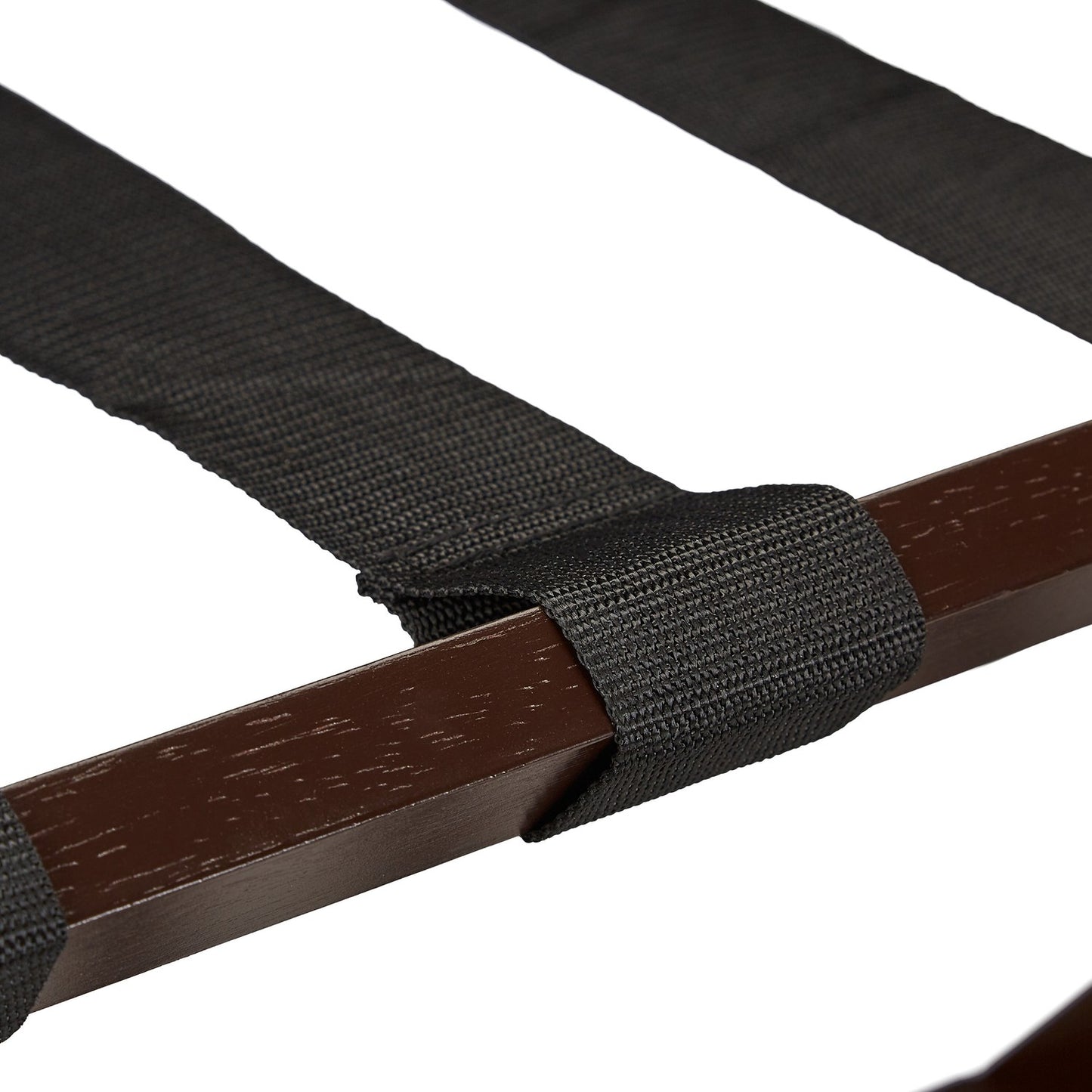 Folding wooden luggage rack with 2 shelves